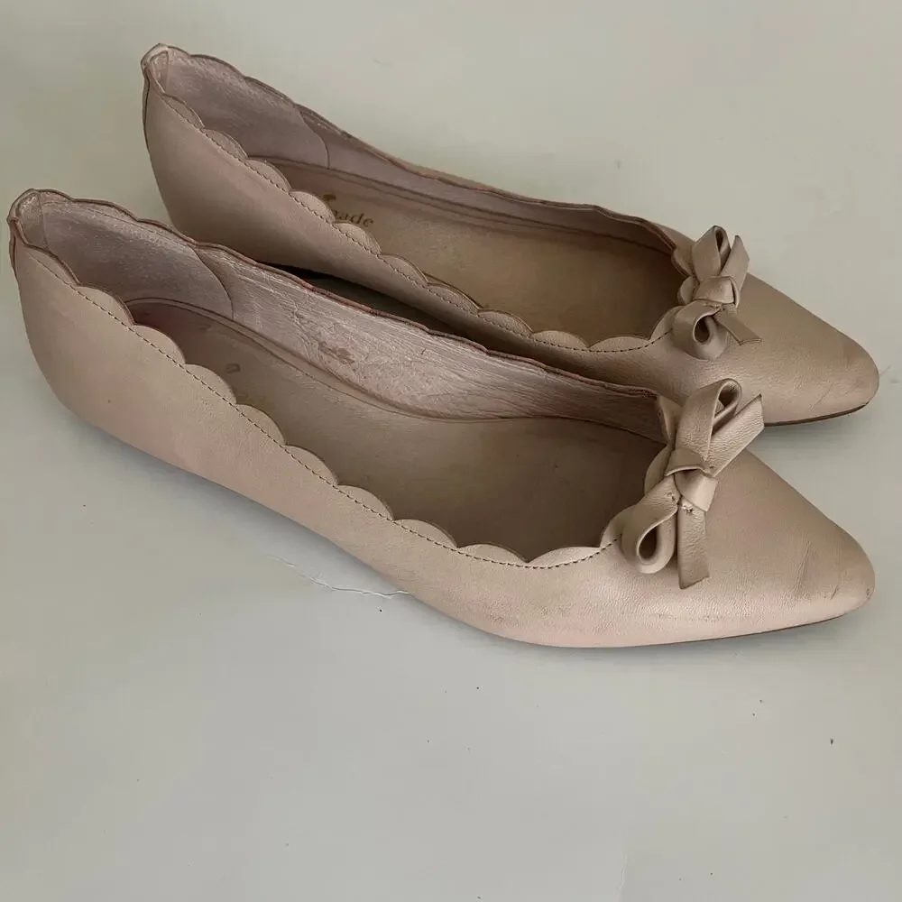 Kate Spade ‘Elent' Women's 8.5M Flex Scalloped Pink Pointed Toe Ballet Flat